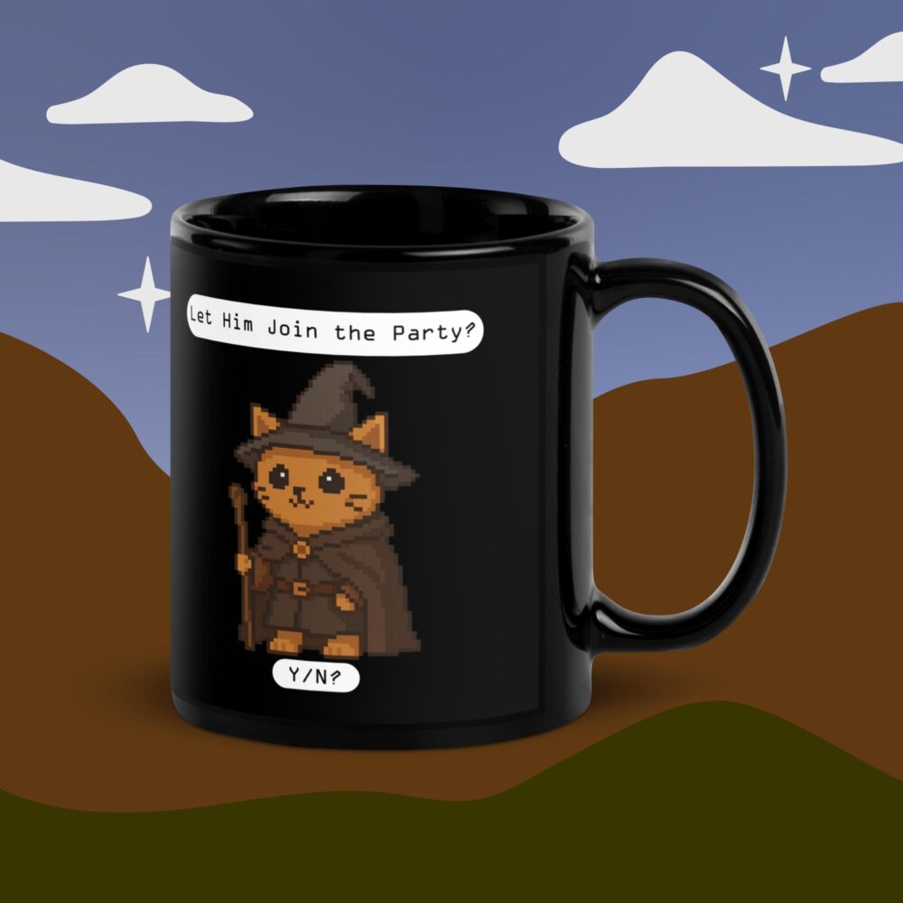 Wizard Kitty Black Glossy Mug
